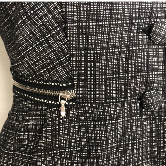 Kay Unger Tweed Skirt Suit Black White Moto Accent Size 10 - Picture 9 of 11